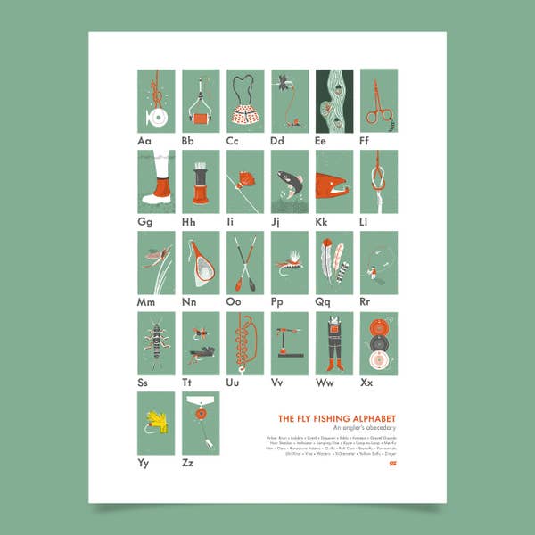 Fly Fishing Alphabet Poster